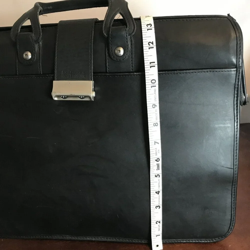 Hartmann Mens Briefcase Classic Black Leather Executive Document Bag 18